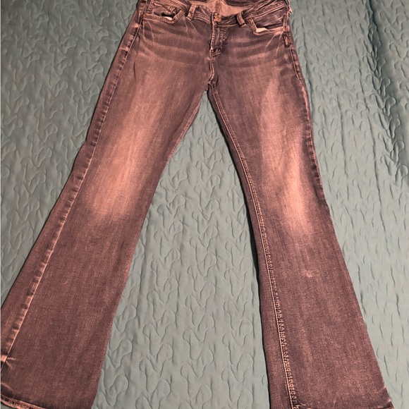 Women's Silver Flare Jeans in Classic Blue - Picture 2 of 6